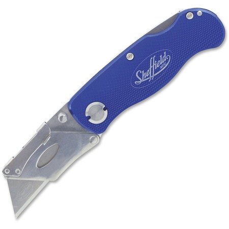 SHEFFIELD Lockback Utility Knife, Folding, Blue GNS12113